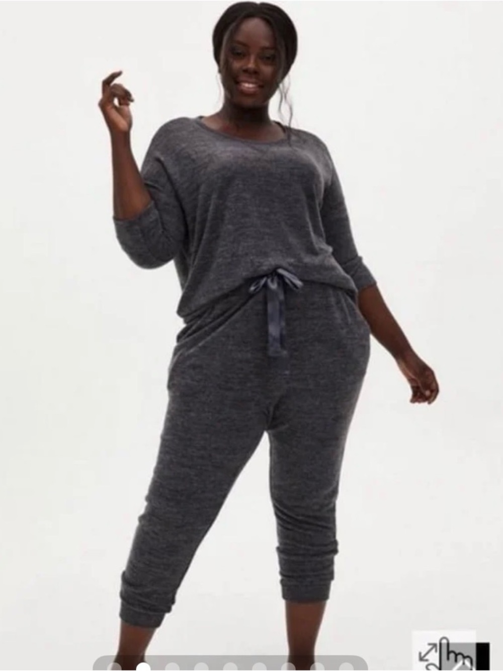 torrid Dark Gray Super soft plush Knit Pajama Set with cable trim